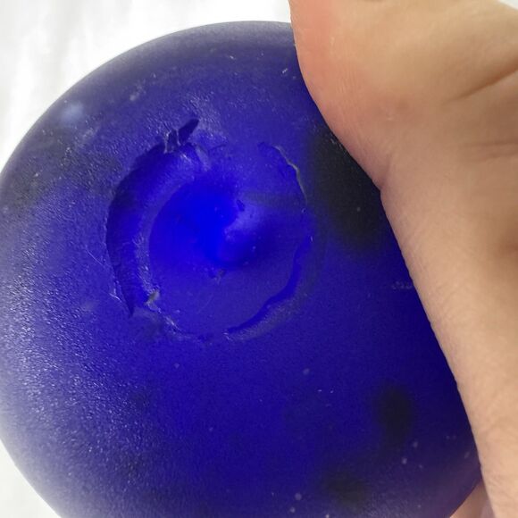 Vintage Luna Cobalt Blue Frosted Glass Vase – 9” - Picture 6 of 8